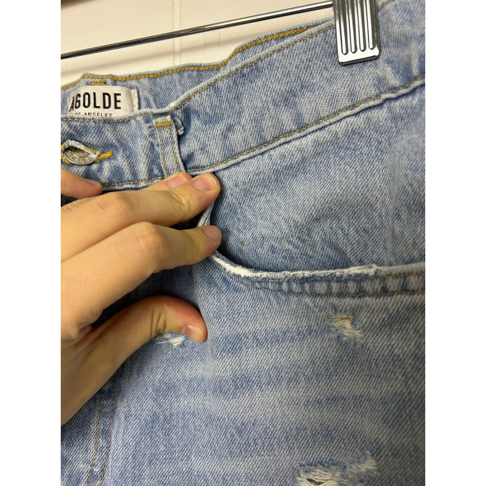 AGOLDE Jeans Womens 29 Jamie High Rise Distressed Light‎ Wash classic raw hem - Picture 11 of 12